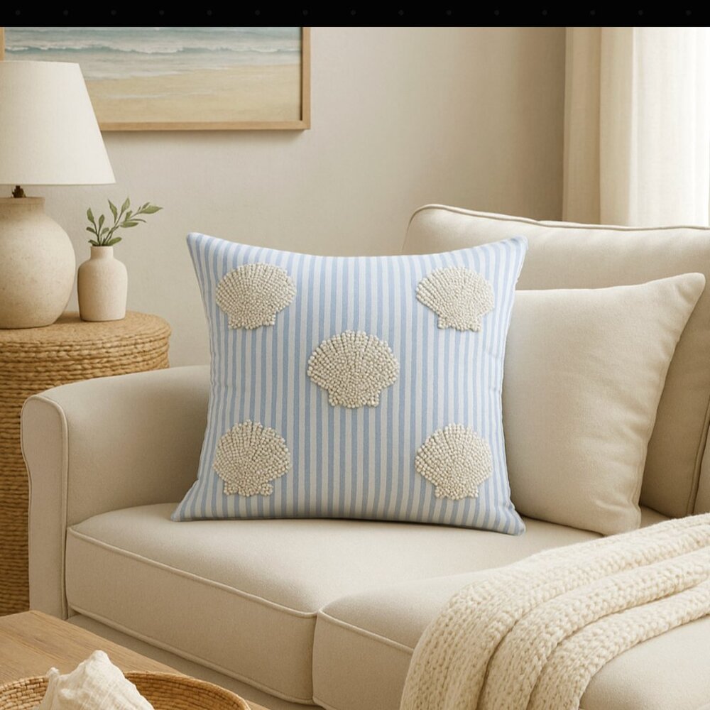 Beachly - Seashell Cove Beaded Throw Pillow